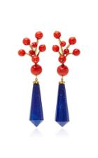 Sorab & Roshi Coral Berry Earrings With Lapis Drops