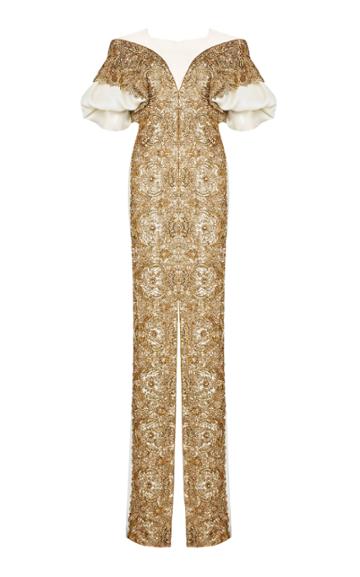 Maison Yeya Francheska Beaded Off The Shoulder Gown