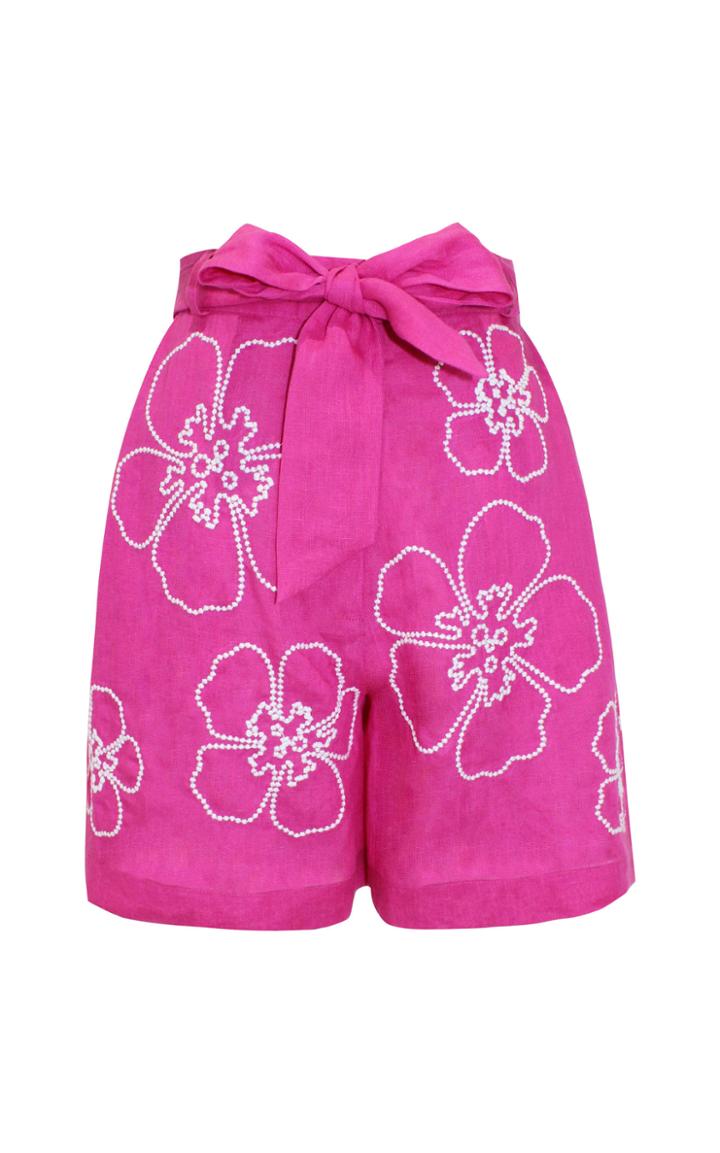 All Things Mochi Helly Linen Embroidered Shorts