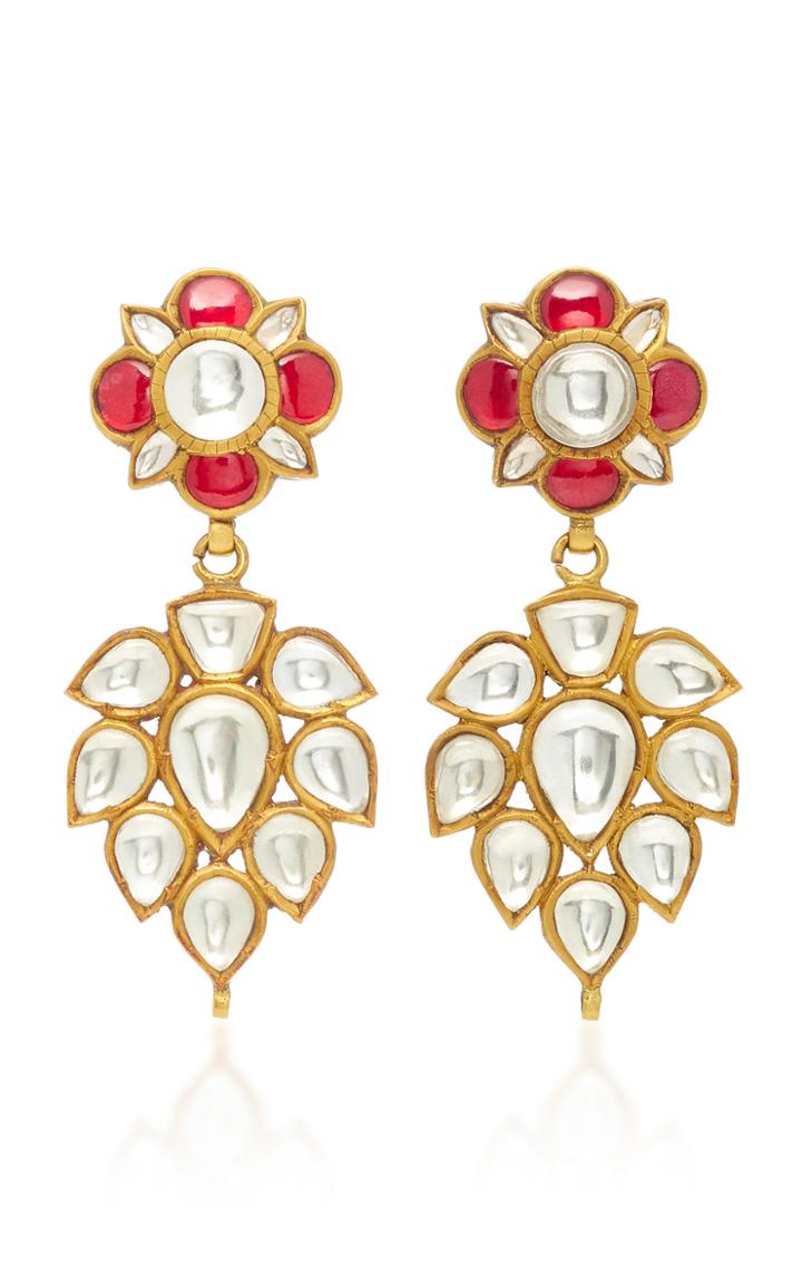 Amrapali One-of-a-kind Ruby And Crystal Gold Drop Earrings