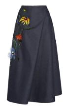 Carolina Herrera Embroidered Denim Skirt