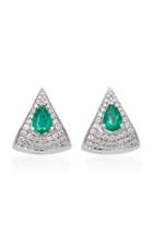 Hueb Spectrum 18k White And Black Gold Diamond And Emerald Earrings