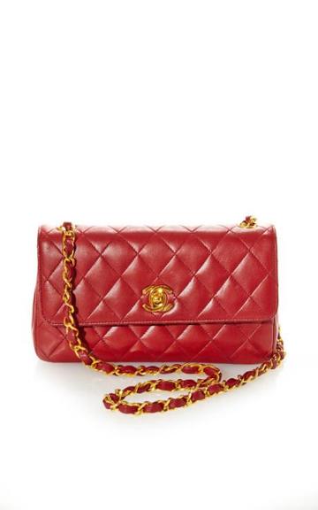 Vintage Chanel Red Mini Half Flap Bag From What Goes Around Comes