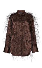 Moda Operandi Michael Lo Sordo Feathered Silk-satin Top Size: 8