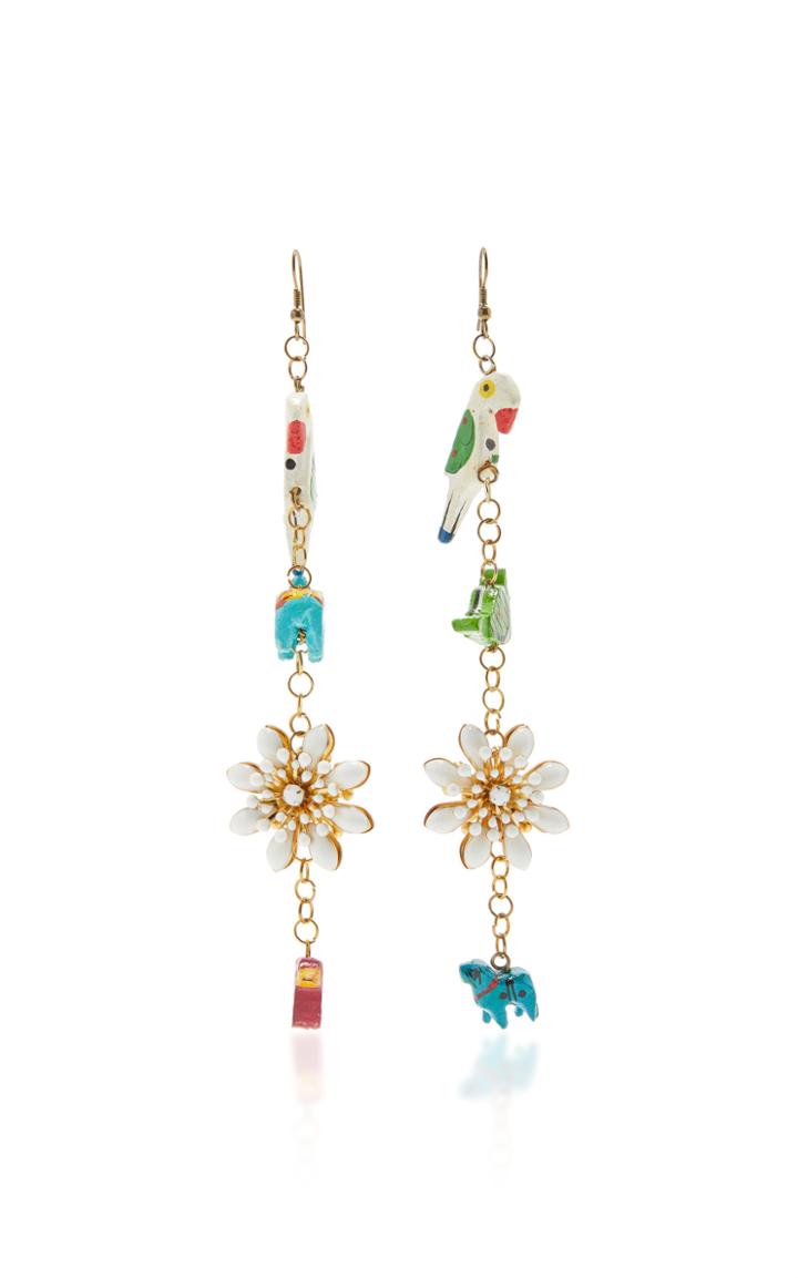Carolina Herrera Multi Charm Chain Earrings