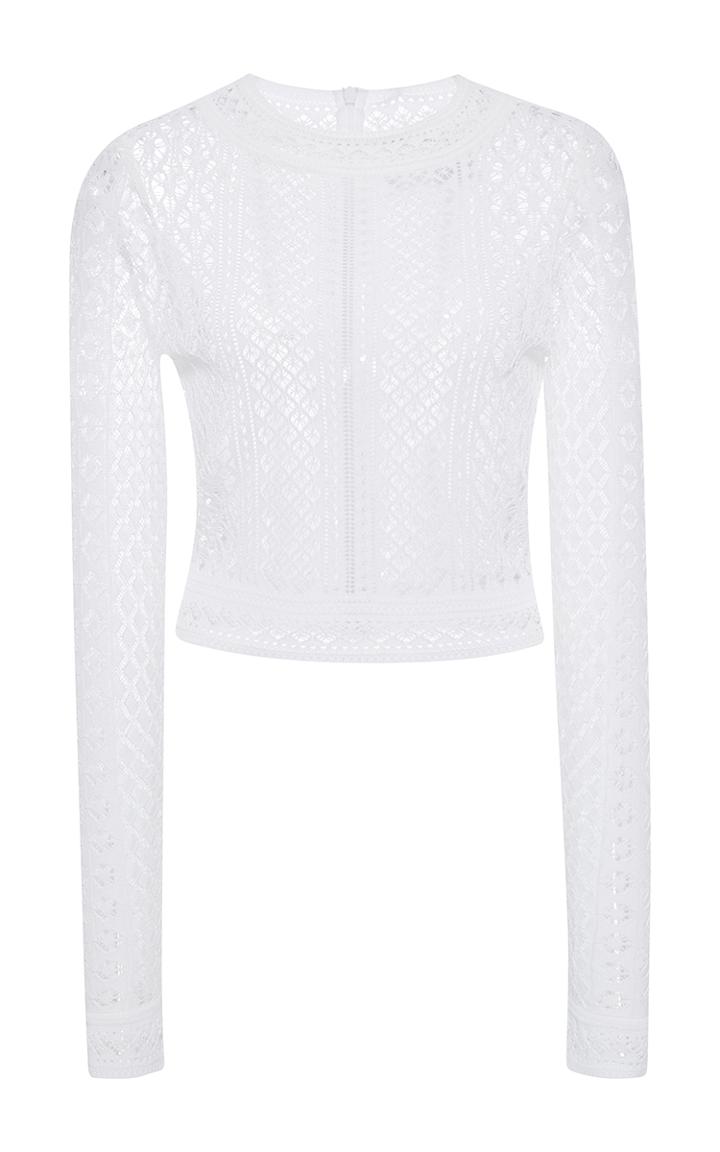 Oscar De La Renta Long Sleeve Jewel Neck Knit Top