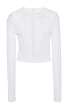 Oscar De La Renta Long Sleeve Jewel Neck Knit Top