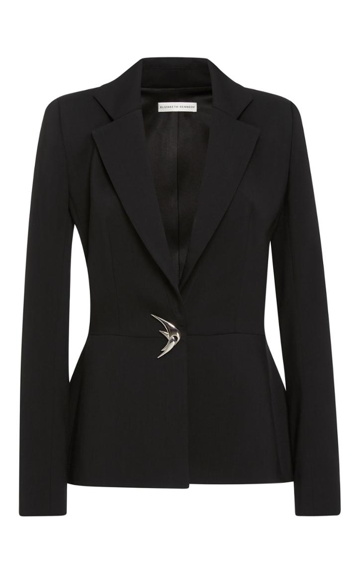 Elizabeth Kennedy Tailored Blazer With Novelty Button