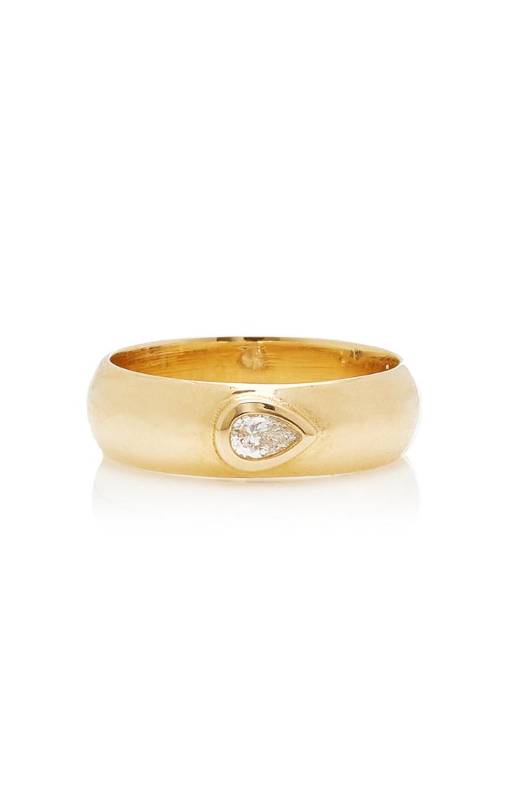 Zoe Chicco 14k Half Round Ring With Bezel Set Pear Diamond