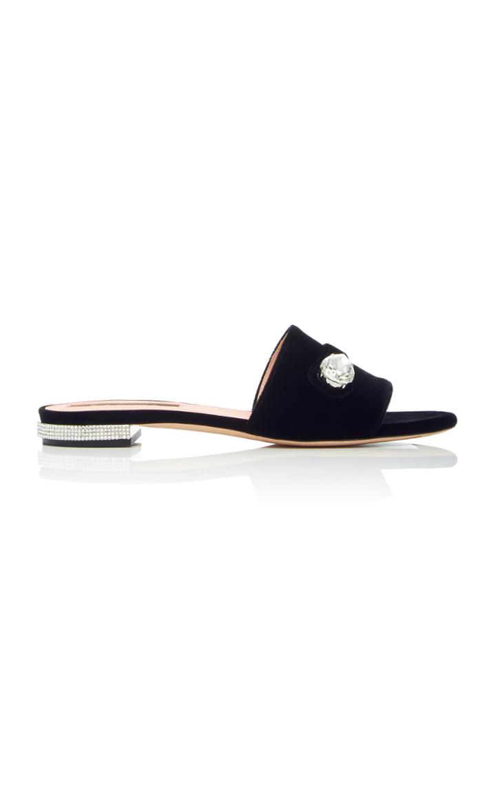 Rochas Velvet Slide With Crystal Tear Drop