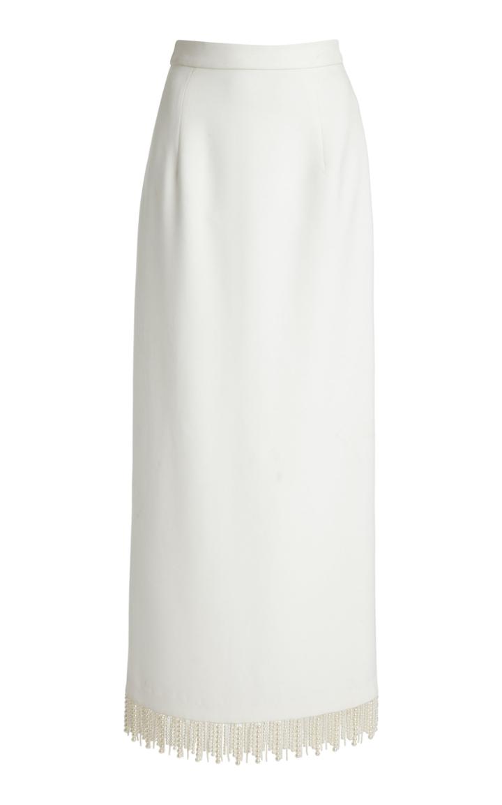 Moda Operandi Huishan Zhang Amaryllis Faux Pearl-embellished Crepe Maxi Skirt