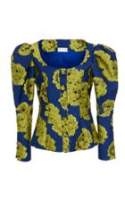 Christian Siriano Electric Floral Brocade Puff Sleeve Blazer