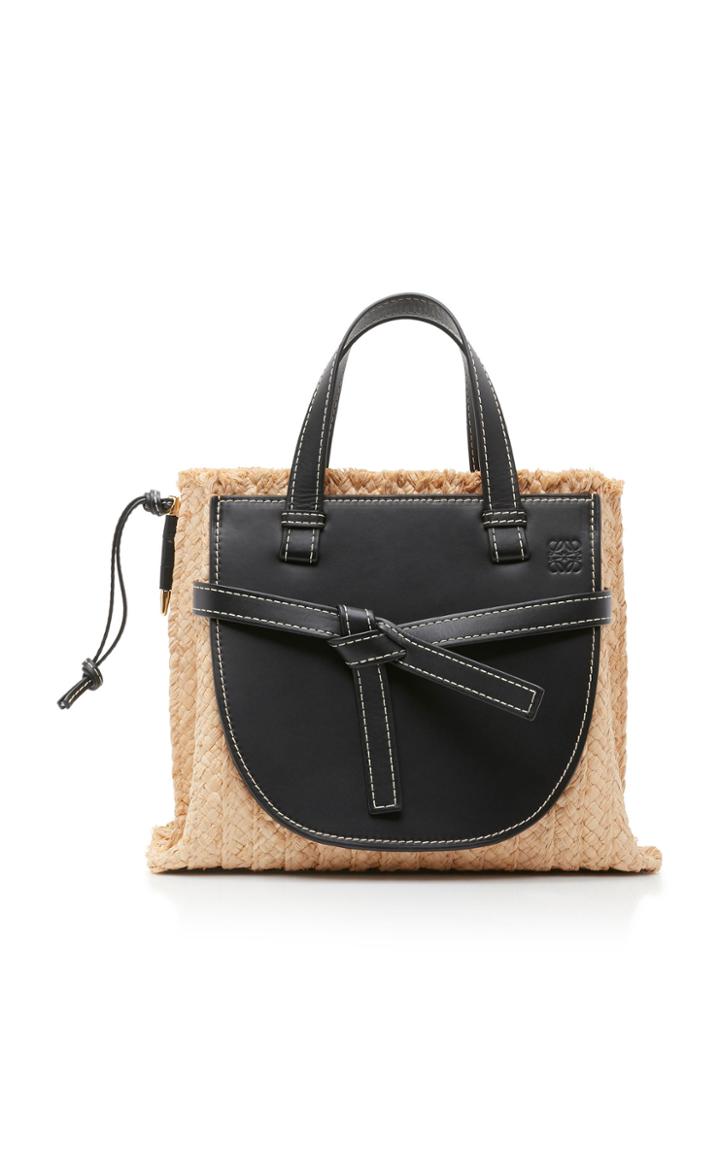 Loewe Gate Small Raffia And Leather Tote