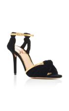 Charlotte Olympia Broadway Leather-trimmed Velvet Sandals