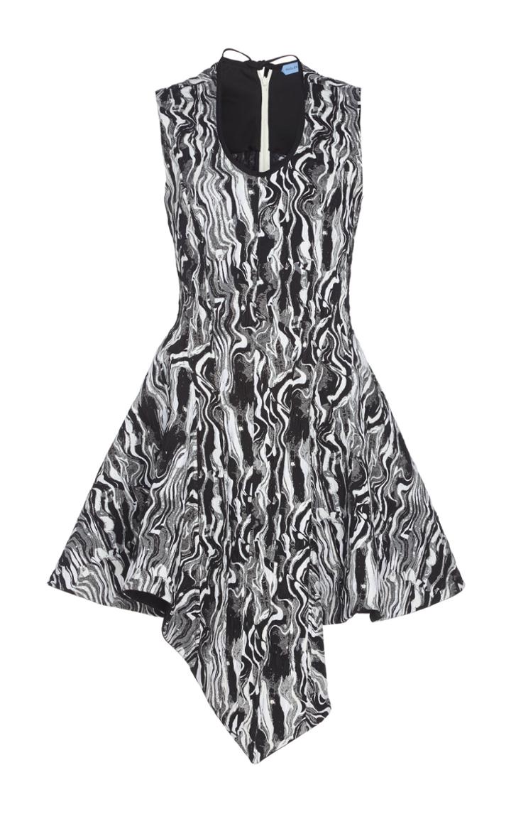 Mugler Asymmetric Cotton-blend Printed Dress
