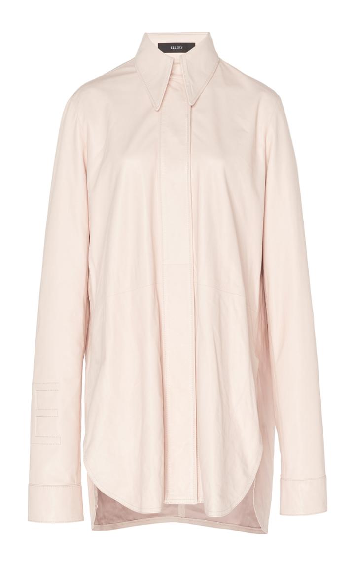 Ellery Wide Collar Leather Button Down