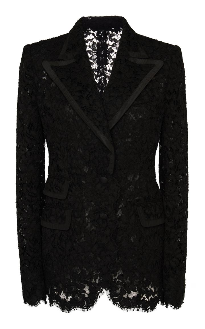 Dolce & Gabbana Faille-trimmed Lace Blazer Size: 36