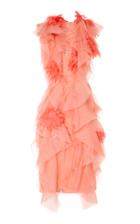 Christian Siriano Flamingo Pink Crystal Organza Ruffle Dress