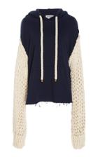 Monse Crochet Knit-paneled Cotton-jersey Hooded Sweatshirt