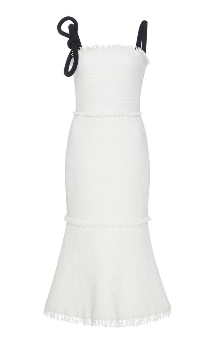 Oscar De La Renta Flared Bow Cord Midi Dress
