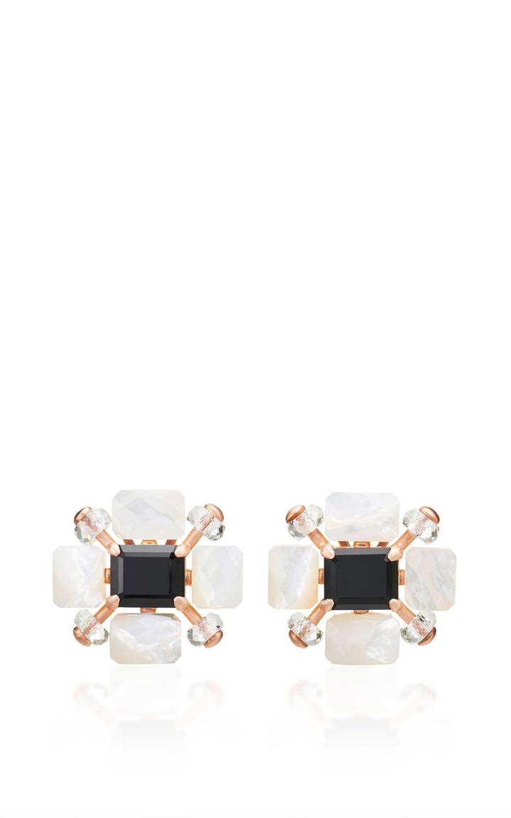 Alasia Medicea Mother Of Pearl And Onyx Earrings