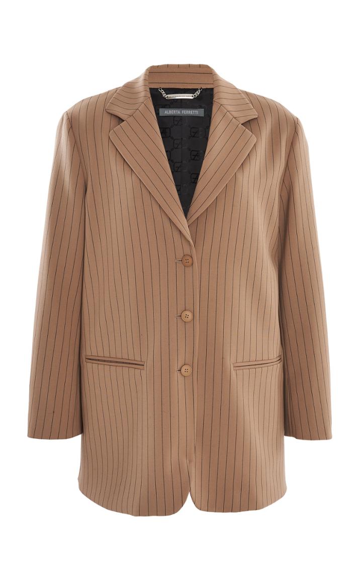 Alberta Ferretti Pinstripe Oversized Blazer Jacket