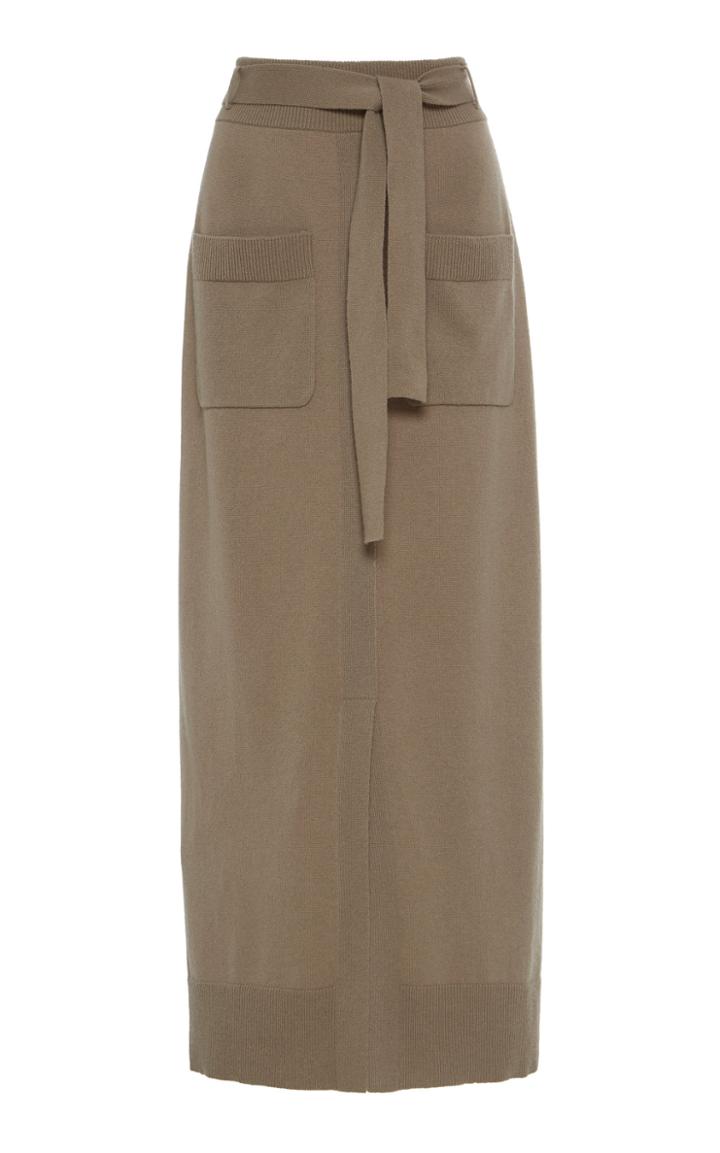 Agnona Belted Cashmere Maxi Skirt