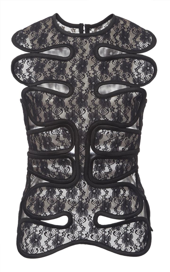 Christopher Kane Sleeveless Lace Cutout Tank