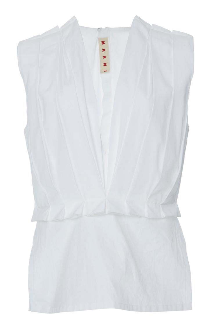 Marni Sleeveless V-neck Cotton Shirt