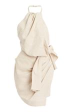 Jacquemus Draped Linen-blend Mini Halter Dress