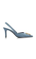 Off-white C/o Virgil Abloh Arrow-embellished Denim Slingbacks