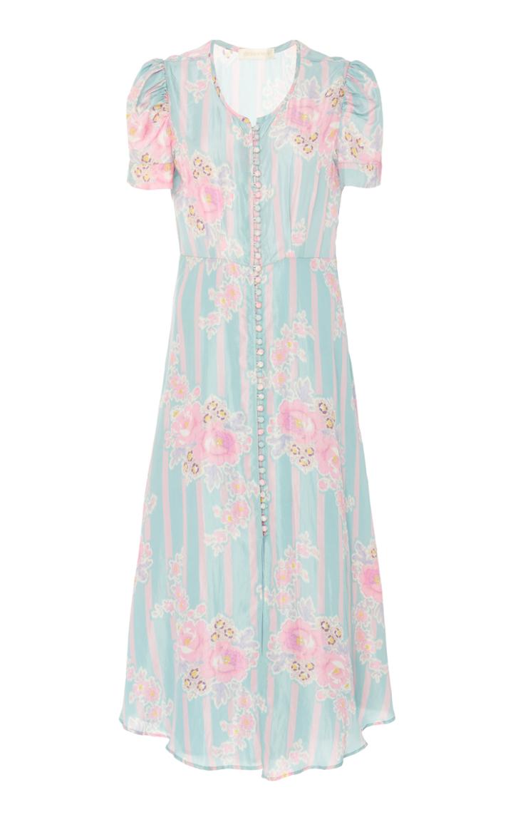 Moda Operandi Loveshackfancy Patrice Silk Button Up Midi Dress Size: 00