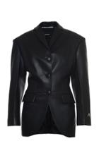 Moda Operandi Anouki Black Vegan Leather Slim Waist Single Breasted Blazer