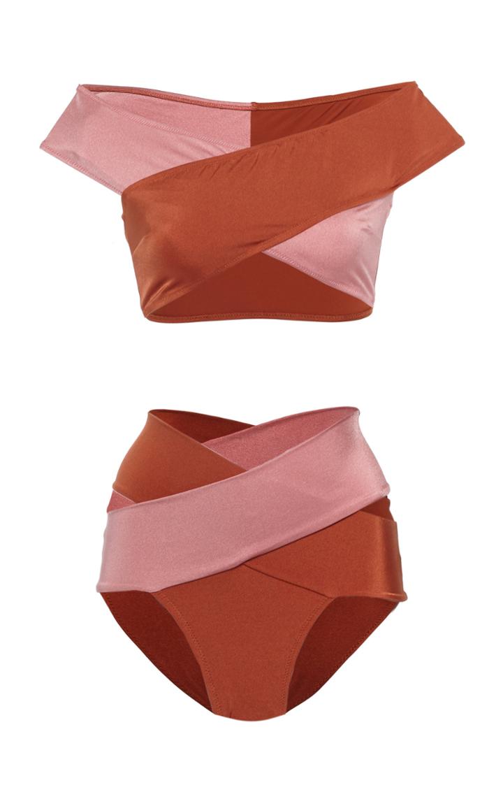 Oye Swimwear Lucette Contrast Off-the-shoulder Bikini