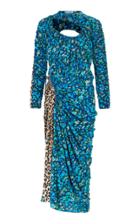Ganni Cutout Floral-print Georgette Dress