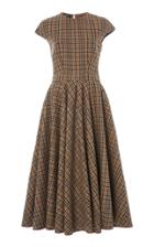 Rochas Pleated Checked Wool Dress