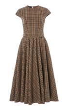 Rochas Pleated Checked Wool Dress