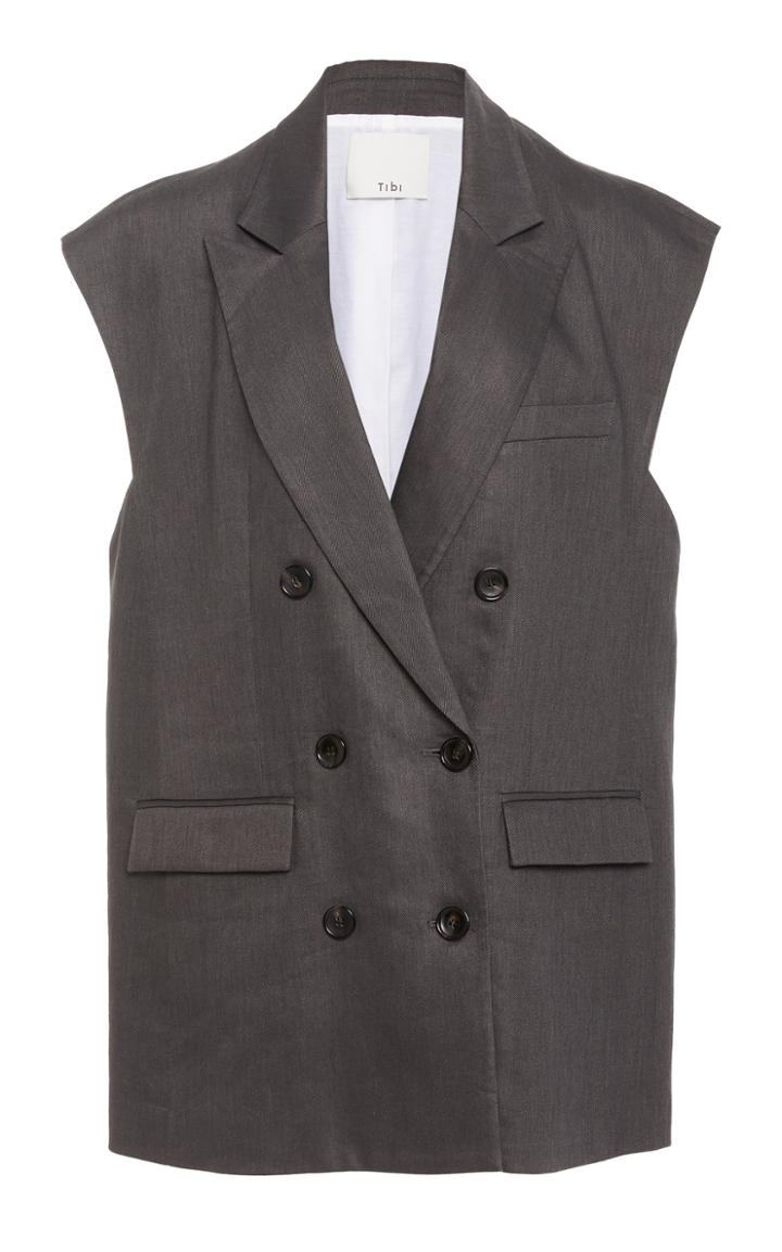 Moda Operandi Tibi Wesson Linen Double Breasted Vest Size: 00