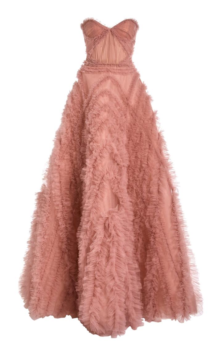 Moda Operandi J. Mendel Ruffled Strapless Tulle Gown Size: 2