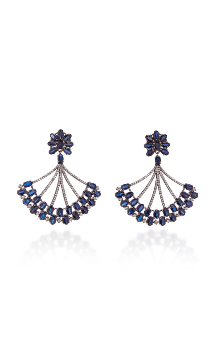 Sanjay Kasliwal 14k Gold Silver Sapphire And Diamond Earrings