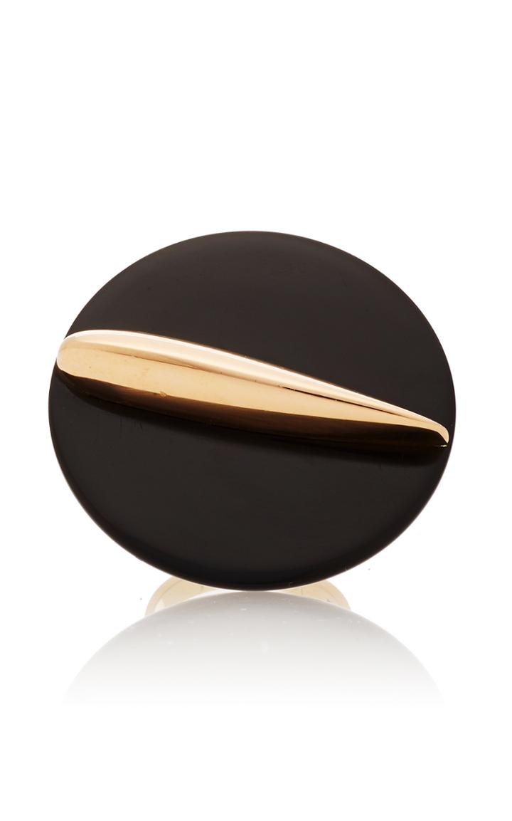 Mahnaz Collection Vintage Onyx Disc & 18k Yellow And Rose Gold Ring