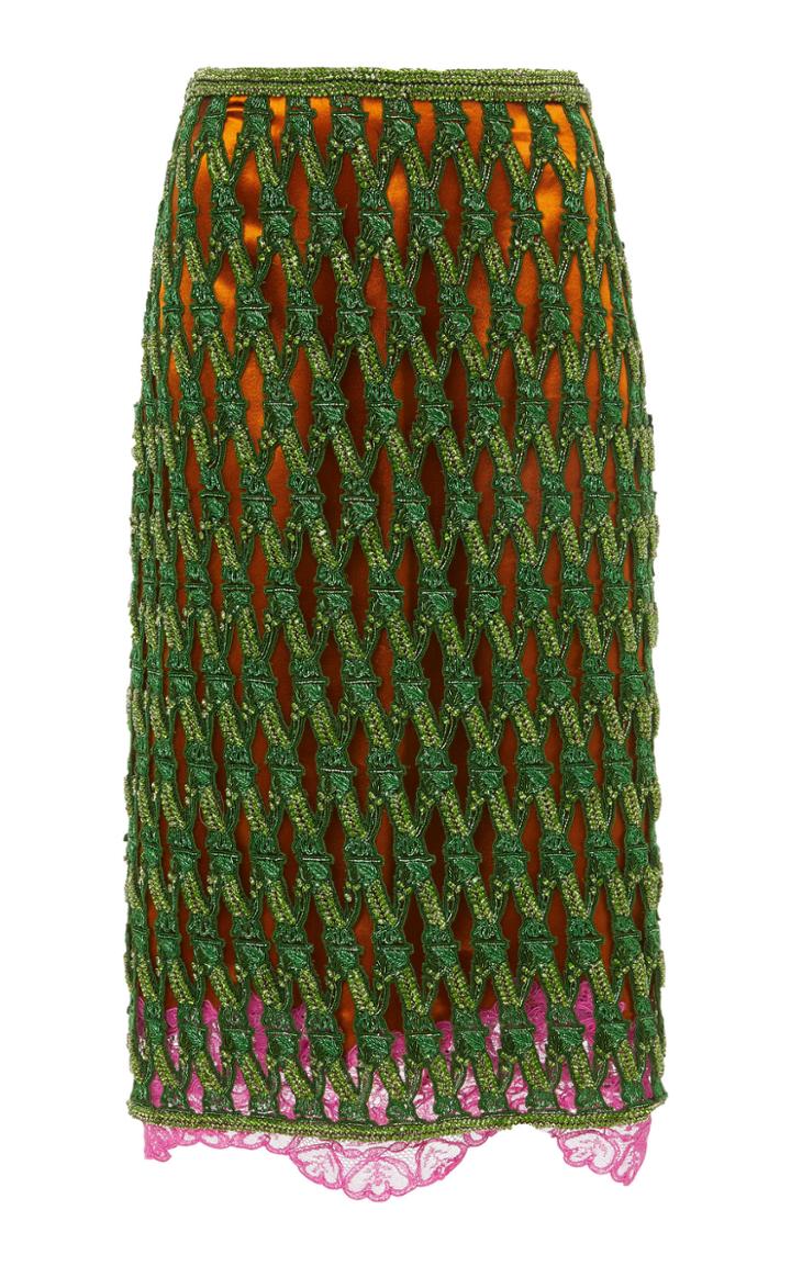 Versace Beaded Netted Pencil Skirt