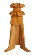 Moda Operandi Christian Siriano Silk Faille Sculpted Bodice Mini Dress With Train