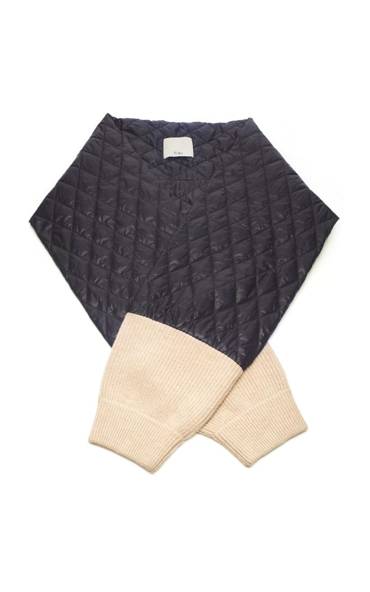 Tibi Quilted Wool-trimmed Faux Leather Scarf