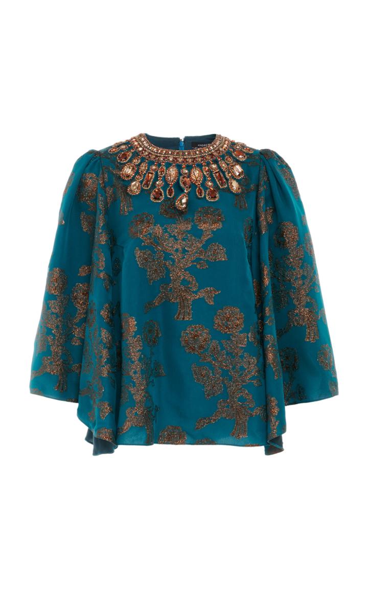 Moda Operandi Andrew Gn Floral Fil Coup Silk-blend Midi Skirt