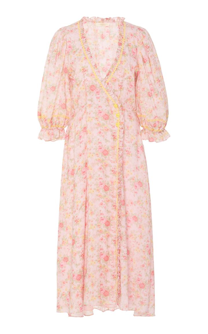 Moda Operandi Loveshackfancy Sarabeth Cotton Ruffle Bodice Midi Dress Size: 00