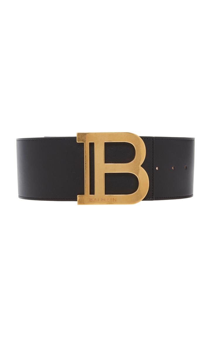 Balmain Logo-plated Leather Extra-wide Belt