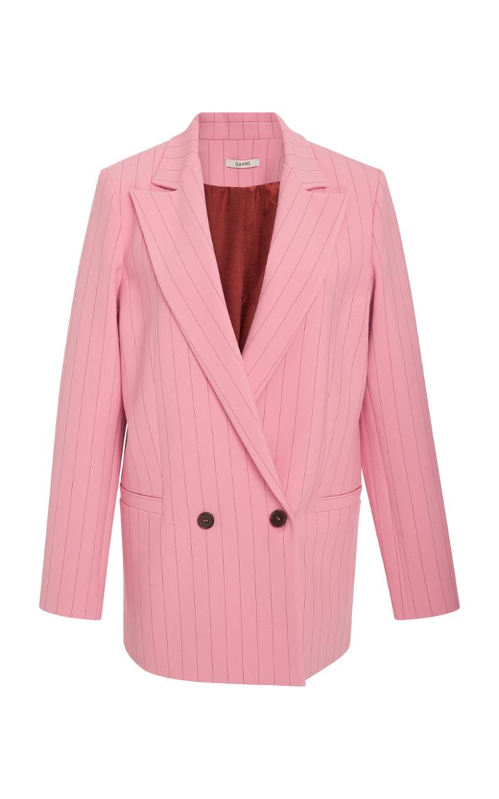 Ganni Brighton Pinstripe Twill Blazer