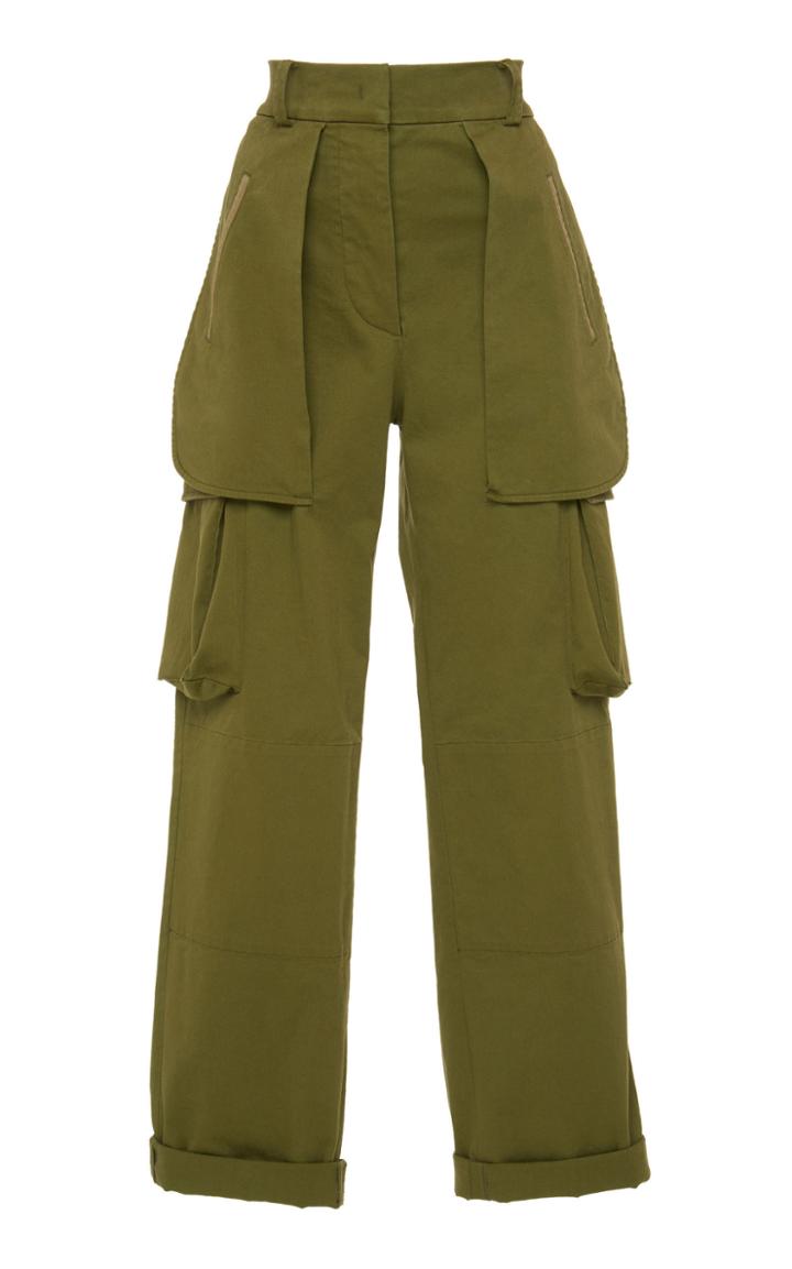 Alberta Ferretti Cuffed Stretch Gabardine Cargo Trouser
