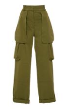 Alberta Ferretti Cuffed Stretch Gabardine Cargo Trouser